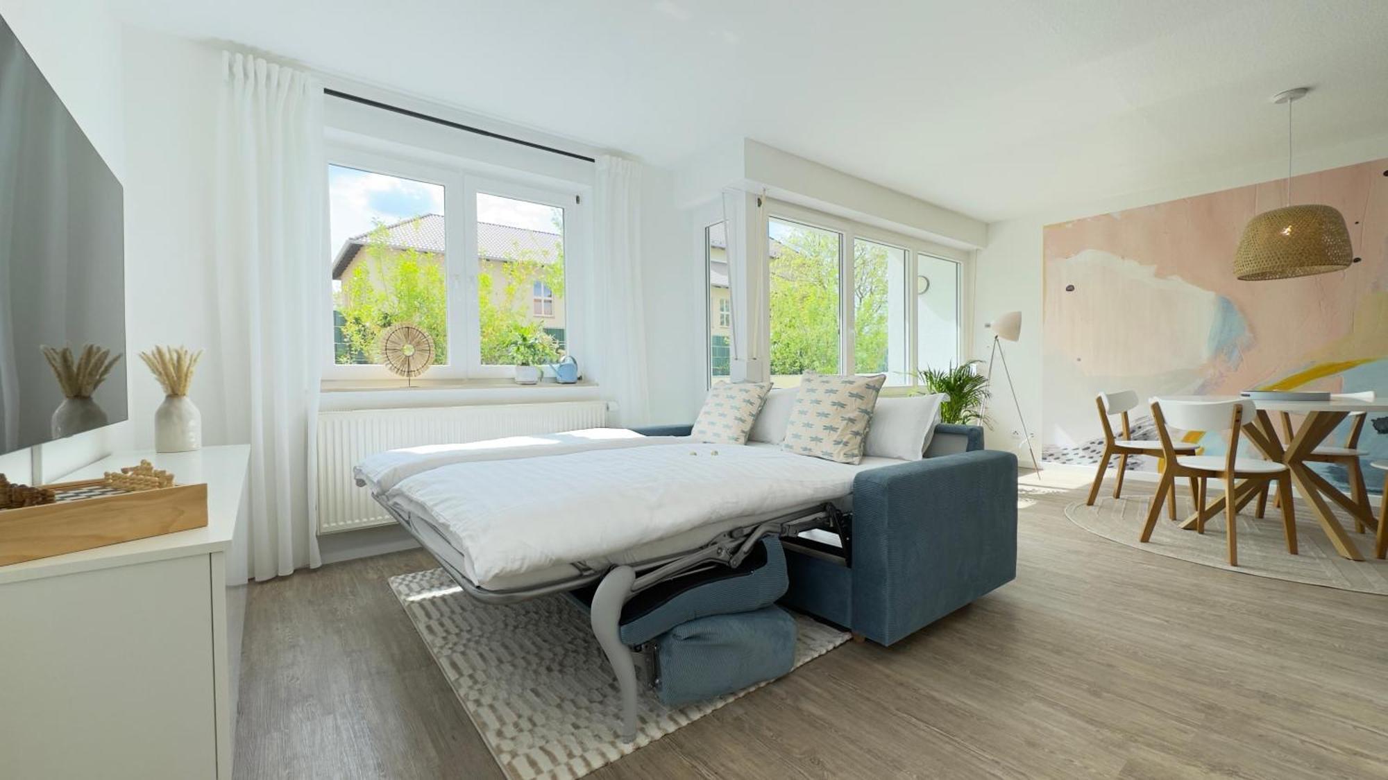 Fewo Am Park - 4P, Boxspringbett, Balkon, Smarttv, Gesundbrunnen, Familienfreundlich Halle  Bagian luar foto